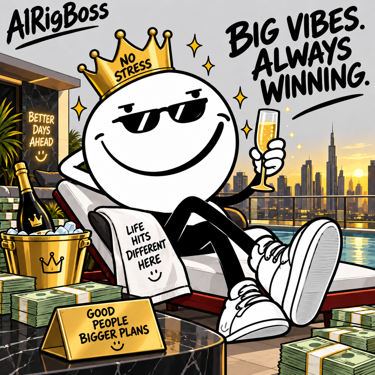 AIRigBoss enjoying the sunset from a rooftop